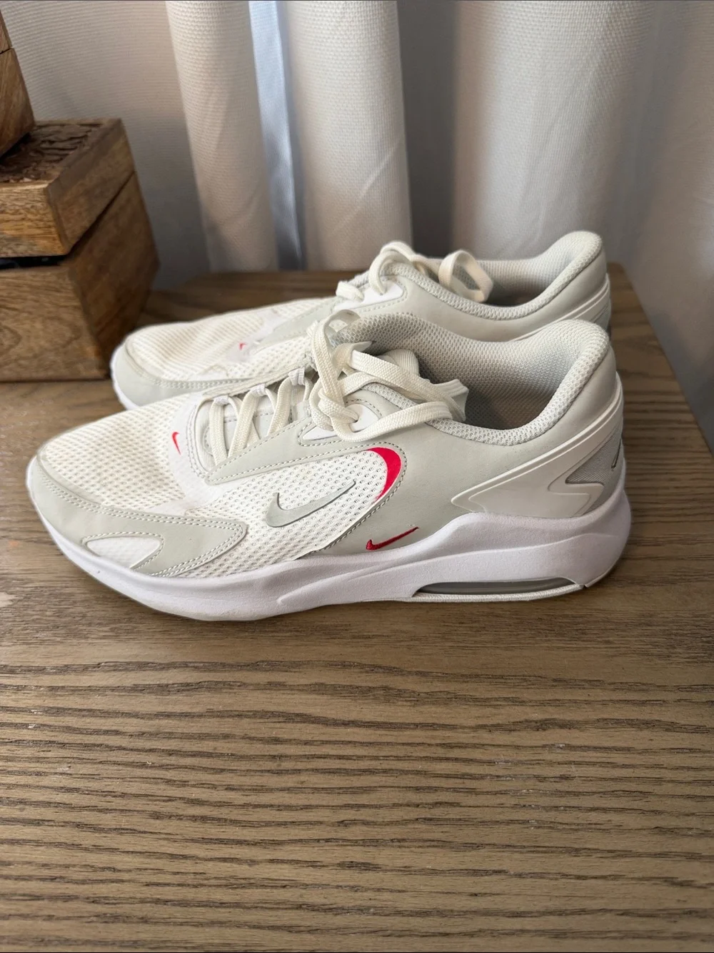 Nike air max- White and Light Gray Sneakers with Red Details